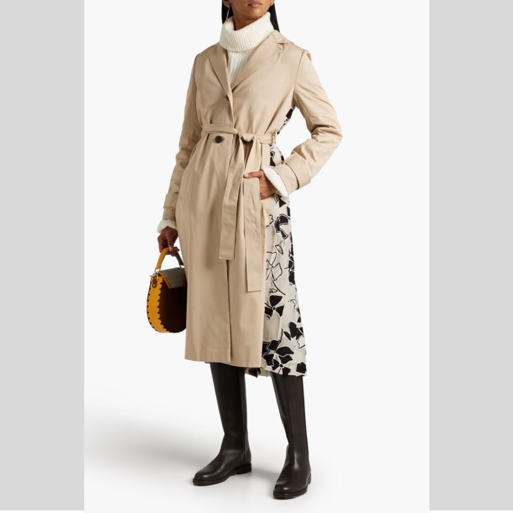 NWT Jason Wu Trench Coat with Jacquard Pleated Back size Large